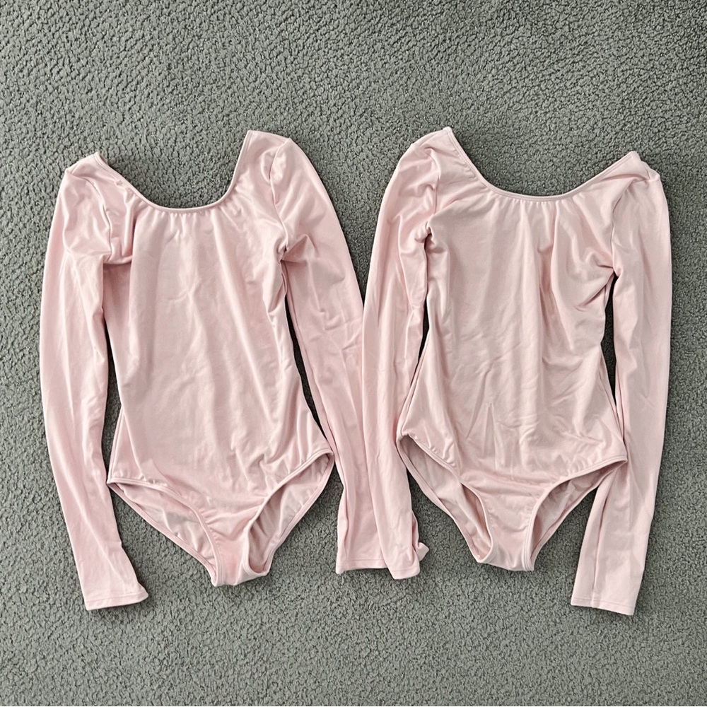 BLOCH 2 Leotards Girls Dance Meglio Microlux Long Sleeve Lot of 2 Size 12
